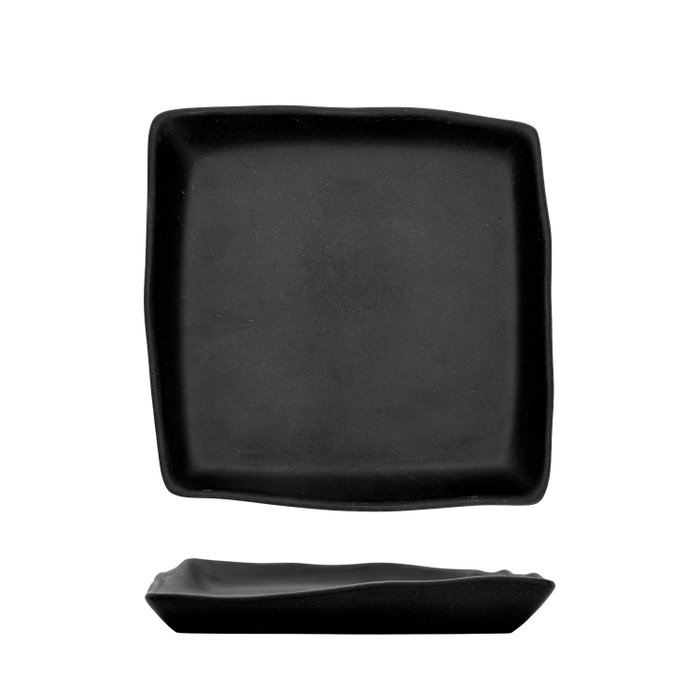 Summa Io Grafito Set de 6 Platos Llanos Cuadrados de Gres Gris Oscuro