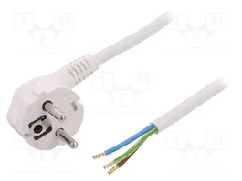 PLASTROL Cable de Alimentación H03VV-F, OMY 3x1,5mm2 Blanco 1,8m
