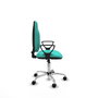 Silla de oficina Algarra con mecanismo Contacto permanente básico tapizada con Similpiel color Turquesa. Equipada con Base cromada, Brazos fijos y Ruedas de nailon 50 mm