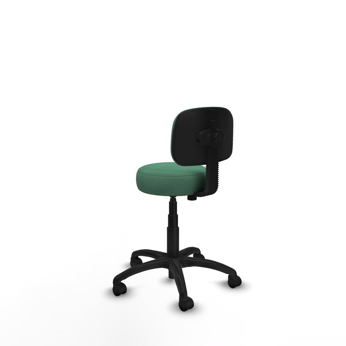 Silla de oficina Llanos con mecanismo Contacto lama tapizada con Tela color Verde esmeralda. Equipada con Base poliamida negra, Sin brazos y Ruedas de nailon 50 mm