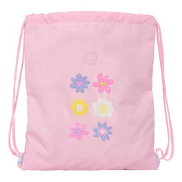 Bolsa Mochila con Cuerdas Safta Bouquet Rosa Lila 35 x 40 x 1 cm