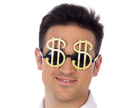 Gafas Dollar Ricachon Doradas para Disfraces y Fiestas Temáticas de Ostentación