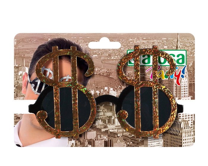 Gafas Dollar Ricachon Doradas para Disfraces y Fiestas Temáticas de Ostentación Gafas Dollar Ricachon Doradas para Disfraces y Fiestas Temáticas de Ostentación