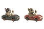 DKD Home Decor Figuras de Resina Perro en Coche, Surtido de 2 Unidades, Multicolor