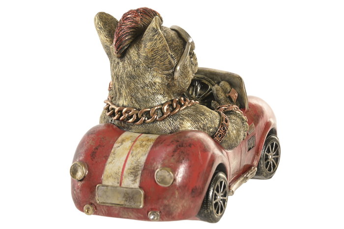 DKD Home Decor Figuras de Resina Perro en Coche, Surtido de 2 Unidades, Multicolor