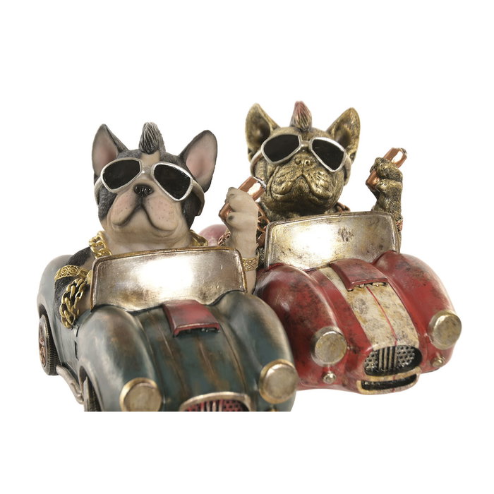 DKD Home Decor Figuras de Resina Perro en Coche, Surtido de 2 Unidades, Multicolor