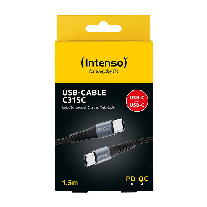 Intenso Cable USB-C a USB-C 7901000, 1,5m, 60W, Negro