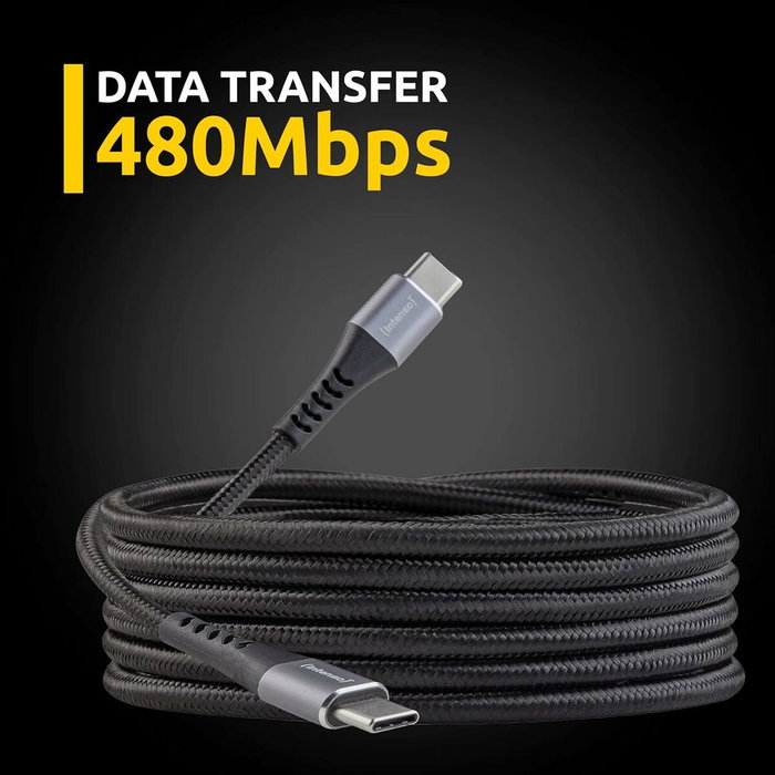 Intenso Cable USB-C a USB-C 7901000, 1,5m, 60W, Negro