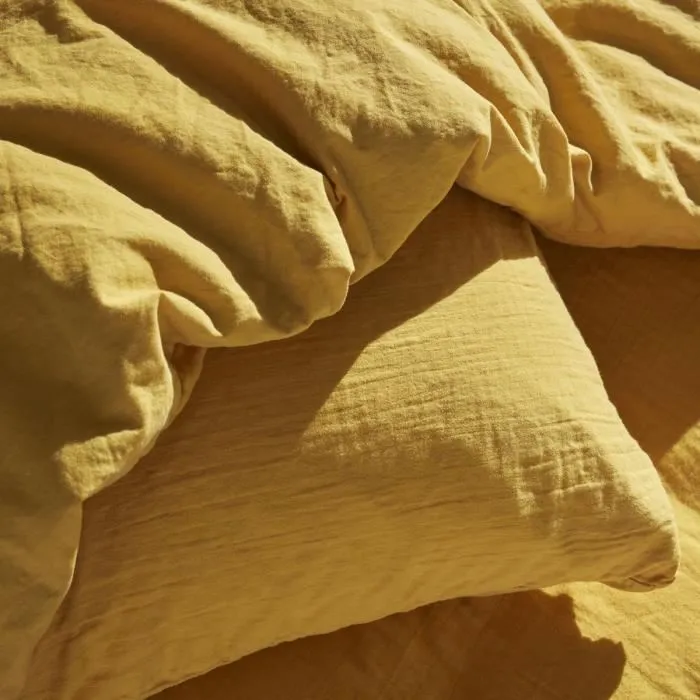 Today Juego de cama 123333 1 persona 140x200 cm Gasa de algodón lisa Ocre