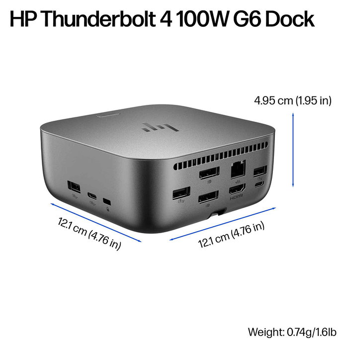 HP G6 Dock Thunderbolt 4 TBT4 - Hub con 100W Carga, HDMI, RJ-45 Ethernet, 2x USB-C, 2x DisplayPort, 3x USB-A, Enchufe UK