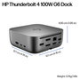 HP G6 Dock Thunderbolt 4 TBT4 - Hub con 100W Carga, HDMI, RJ-45 Ethernet, 2x USB-C, 2x DisplayPort, 3x USB-A, Enchufe UK