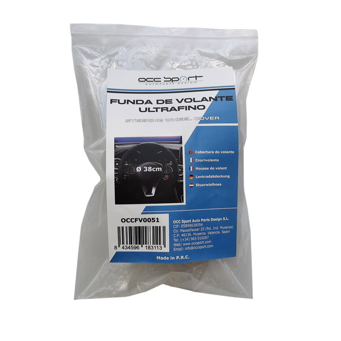 Occ Sport Funda de Volante OCCFV0051, Funda Ultrafina de 2 Piezas para Mejorar el Agarre y Proteger el Volante, Universal para Turismos (35-40 cm)
