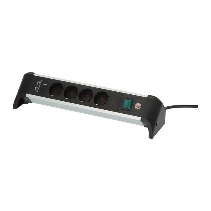 Brennenstuhl ALU-Office-Line 4 salidas AC con USB, 1,8 m
