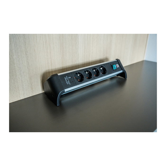 Brennenstuhl ALU-Office-Line 4 salidas AC con USB, 1,8 m