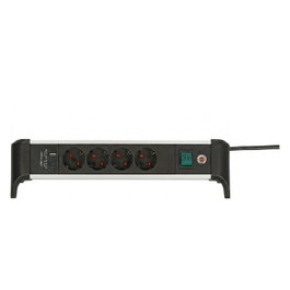Brennenstuhl 1391040420 Regleta Alu-Office-Line 4 Tomas con USB 1,8m Negro Plata