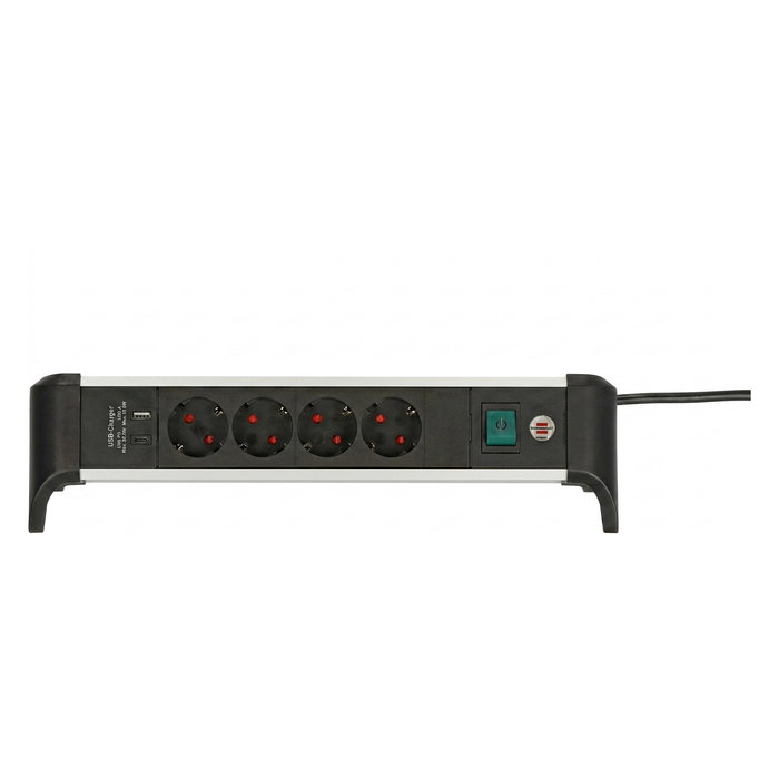 Brennenstuhl 1391040420 Regleta Alu-Office-Line 4 Tomas con USB 1,8m Negro Plata Brennenstuhl 1391040420 Regleta Alu-Office-Line 4 Tomas con USB 1,8m Negro Plata