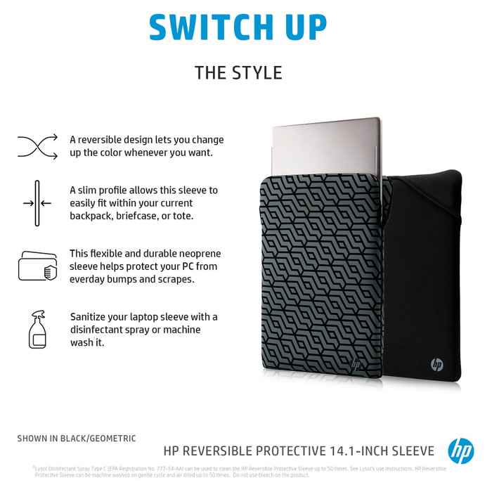 HP Funda protectora reversible para portátil de 14,1 pulgadas, Negro/Azul HP Funda protectora reversible para portátil de 14,1 pulgadas, Negro/Azul