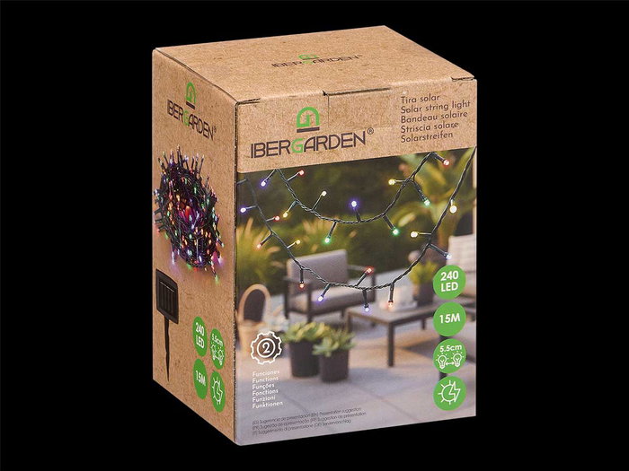 IBERGARDEN Tira Solar 15m 240 LED Luz Multicolor