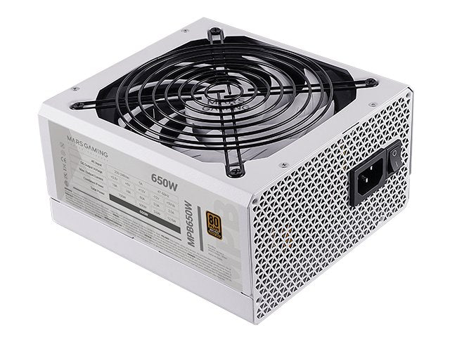 Mars Gaming MPB650W Fuente de Alimentación ATX 650W 80 Plus Bronze, Ventilador AI-RPM 140mm FDB Silencioso (10dB), Cableado Plano, 6 Años Garantía, 24-pin ATX, 2x PCIe 6+2, 5x SATA