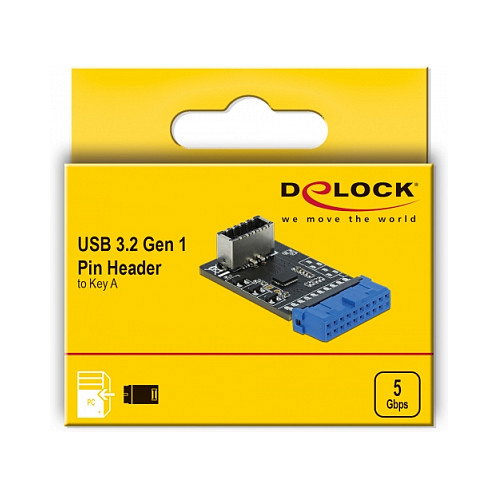 DeLOCK Adaptador USB 3.2 Gen 1 de cabezal de pines hembra a interno Key A hembra