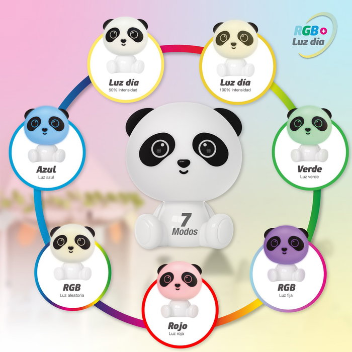 GSC Evolution Luz de Noche Infantil LED Panda RGB + Luz Día Blanco