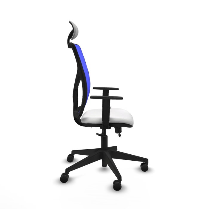 PIQUERAS Y CRESPO Silla de oficina Motilla con mecanismo Sincro/Traslack, Tela Blanco y Malla Azul