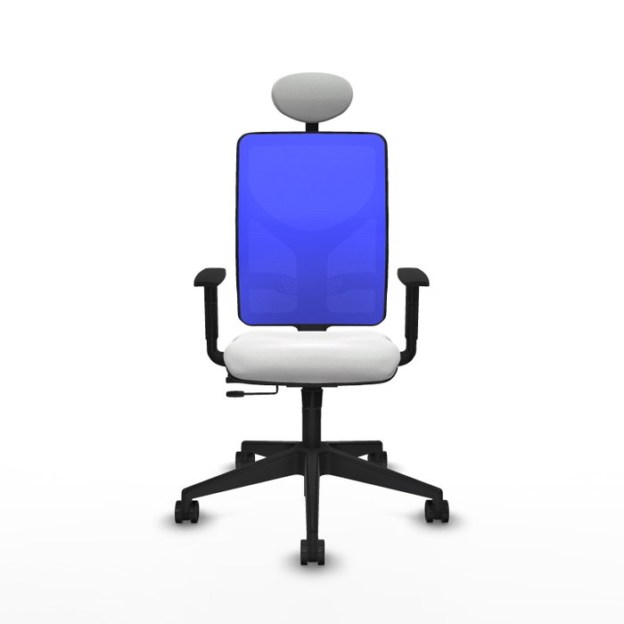 PIQUERAS Y CRESPO Silla de oficina Motilla con mecanismo Sincro/Traslack, Tela Blanco y Malla Azul