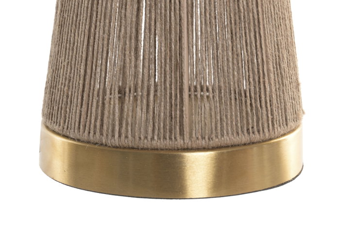 DKD Home Decor Lámpara de sobremesa de ratán Marrón y Oro 35x35x48 cm DKD Home Decor Lámpara de sobremesa de ratán Marrón y Oro 35x35x48 cm