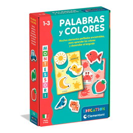Clementoni Palabras Y Colores 55643 - Juego Educativo Montessori, Asociación de Colores y Formas para Niños +12 Meses, Idioma Español