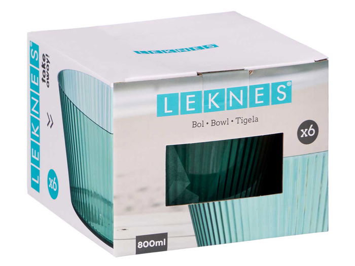 Leknes Bol Rayas Verde 800 ml Plástico (PS) 15 x 7.2 x 15 cm (Set de 24)