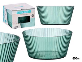 Leknes Bol Rayas Verde 800 ml Plástico (PS) 15 x 7.2 x 15 cm (Set de 24)