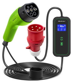 Qoltec Cargador móvil para vehículos eléctricos EV 2 en 1 Tipo 2 7kW 230V CEE 5 PIN