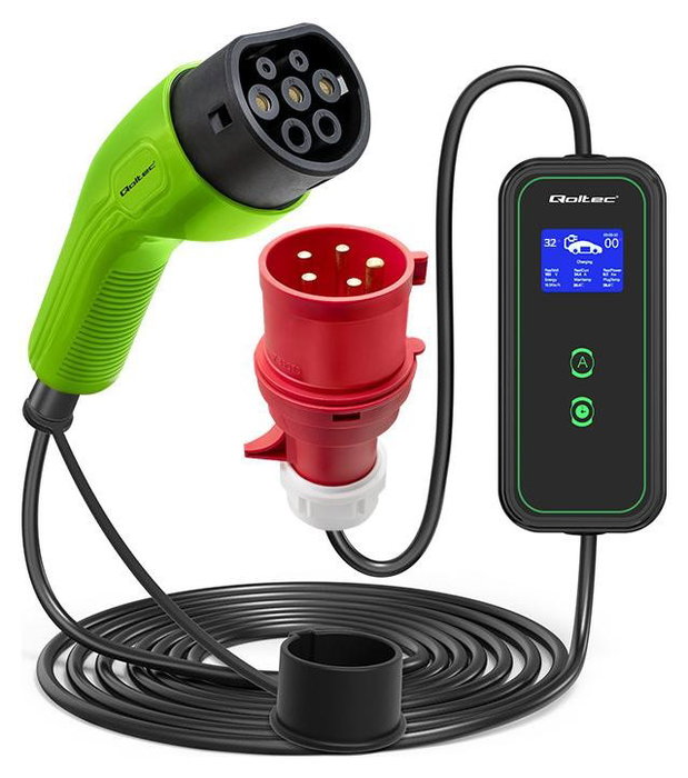 Qoltec Cargador móvil para vehículos eléctricos EV 2 en 1 Tipo 2 7kW 230V CEE 5 PIN Qoltec Cargador móvil para vehículos eléctricos EV 2 en 1 Tipo 2 7kW 230V CEE 5 PIN