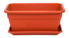 Jardinera Rectangular Plástico Terracota Eva 40cm + Plato