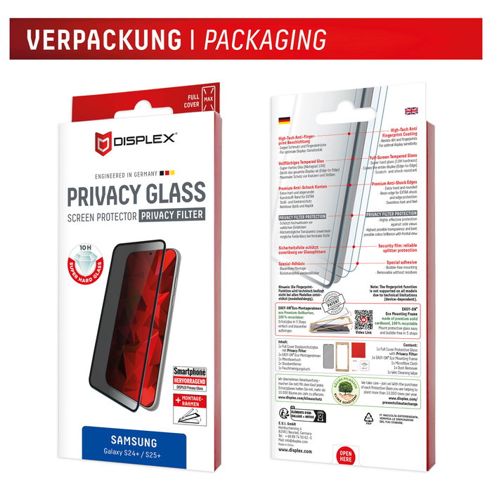 Displex Privacy Full Cover Panzerglas (10H) para Samsung Galaxy S24+/S25+ Displex Privacy Full Cover Panzerglas (10H) para Samsung Galaxy S24+/S25+
