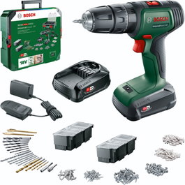 Bosch UniversalImpact 18V con set de accesorios de 241 piezas y 2 baterías de 1.5Ah