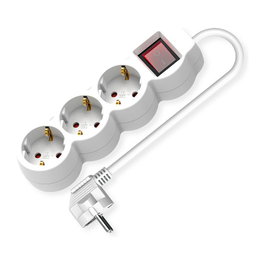 Regleta de 3 tomas de corriente con interruptor y cable de 3 m, Blanco