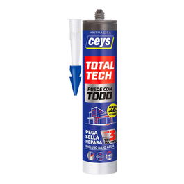 Ceys Total tech Adhesivo Sellador Antracita 290 ml - Pega, Sella y Repara Bajo Cualquier Condición Meteorológica, 370% Elasticidad