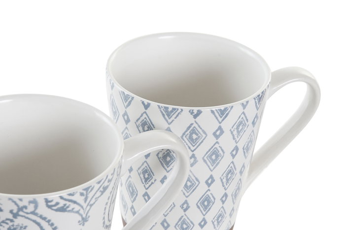 DKD Home Decor Mug Árabe Set 4 de Gres 300ml con Azulejos Azul Marrón Apto Microondas y Lavavajillas Colección Blue Lianfeng DKD Home Decor Mug Árabe Set 4 de Gres 300ml con Azulejos Azul Marrón Apto Microondas y Lavavajillas Colección Blue Lianfeng