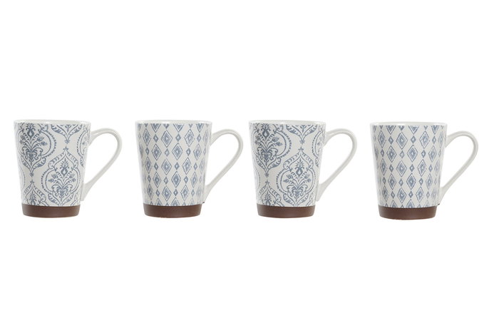 DKD Home Decor Mug Árabe Set 4 de Gres 300ml con Azulejos Azul Marrón Apto Microondas y Lavavajillas Colección Blue Lianfeng DKD Home Decor Mug Árabe Set 4 de Gres 300ml con Azulejos Azul Marrón Apto Microondas y Lavavajillas Colección Blue Lianfeng