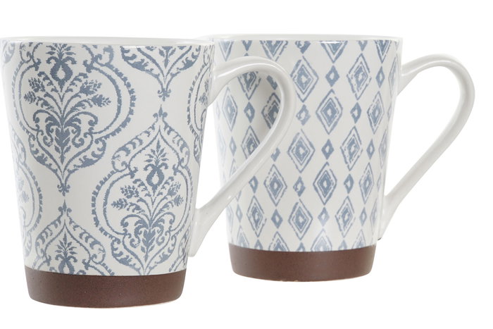 DKD Home Decor Mug Árabe Set 4 de Gres 300ml con Azulejos Azul Marrón Apto Microondas y Lavavajillas Colección Blue Lianfeng DKD Home Decor Mug Árabe Set 4 de Gres 300ml con Azulejos Azul Marrón Apto Microondas y Lavavajillas Colección Blue Lianfeng