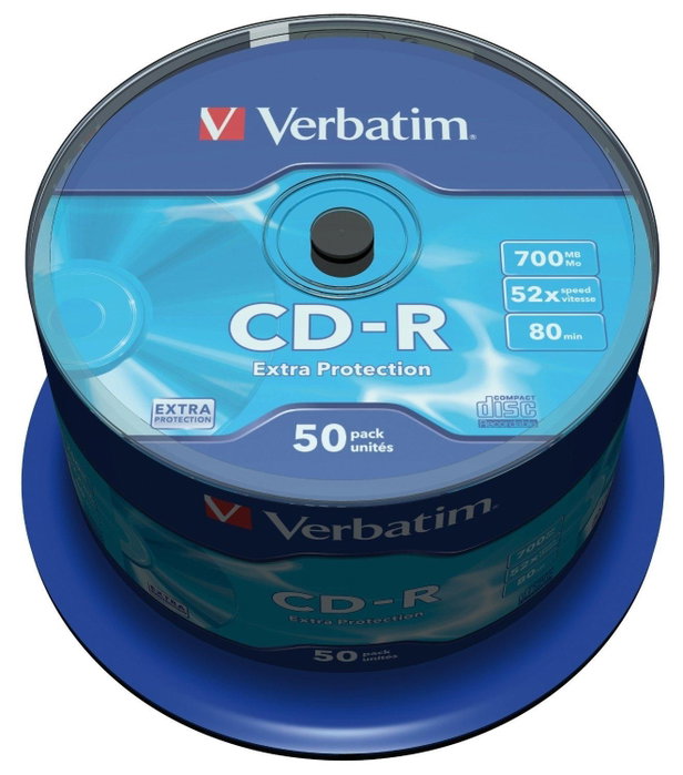 Verbatim CD-R Data Life 700 MB 52x con Extra Protection (50 unidades)