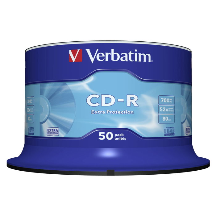 Verbatim CD-R Datalife 700MB 52x Extra Protection Tarrina 50 unidades Verbatim CD-R Datalife 700MB 52x Extra Protection Tarrina 50 unidades
