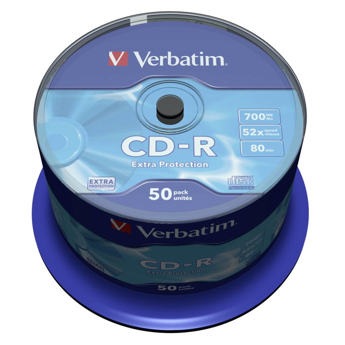 Verbatim CD-R Datalife 700MB 52x Extra Protection Tarrina 50 unidades Verbatim CD-R Datalife 700MB 52x Extra Protection Tarrina 50 unidades