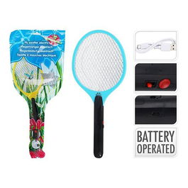 Basics Raqueta Mata Moscas Eléctrica Recargable con USB para Insectos Voladores, 48 x 21 cm