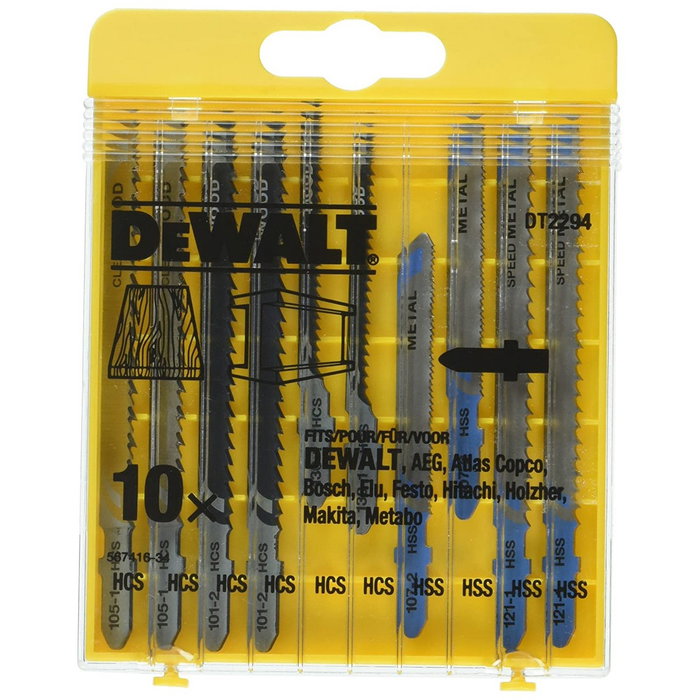 Dewalt Juego de 10 hojas de sierra de calar para madera y metal Dewalt Juego de 10 hojas de sierra de calar para madera y metal