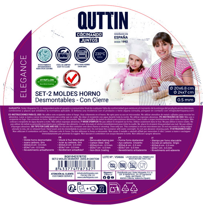 Quttin Set de 2 Moldes Desmontables 20x6.8 y 24x7 cm