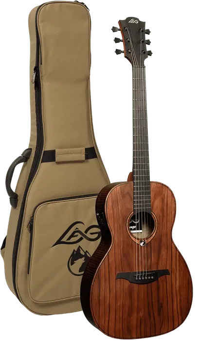 LAG Guitarra Acústica Parlor A/E Sauvage Natural Satinado Electroacústica Folk Tapa Sólida Brankowood Electrónica Stage-Lâg
