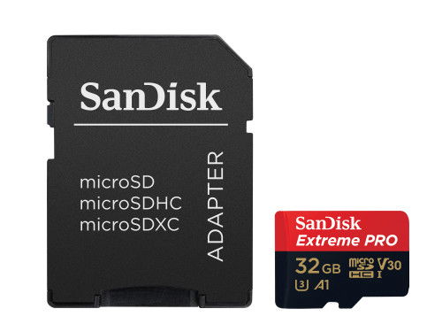 Sandisk SDSQXCG-032G-GN6MA Tarjeta MicroSDHC Extreme Pro de 32 GB Clase 10 UHS-I U3 V30 con Velocidades de Lectura de 100 MB/s y Escritura de 90 MB/s