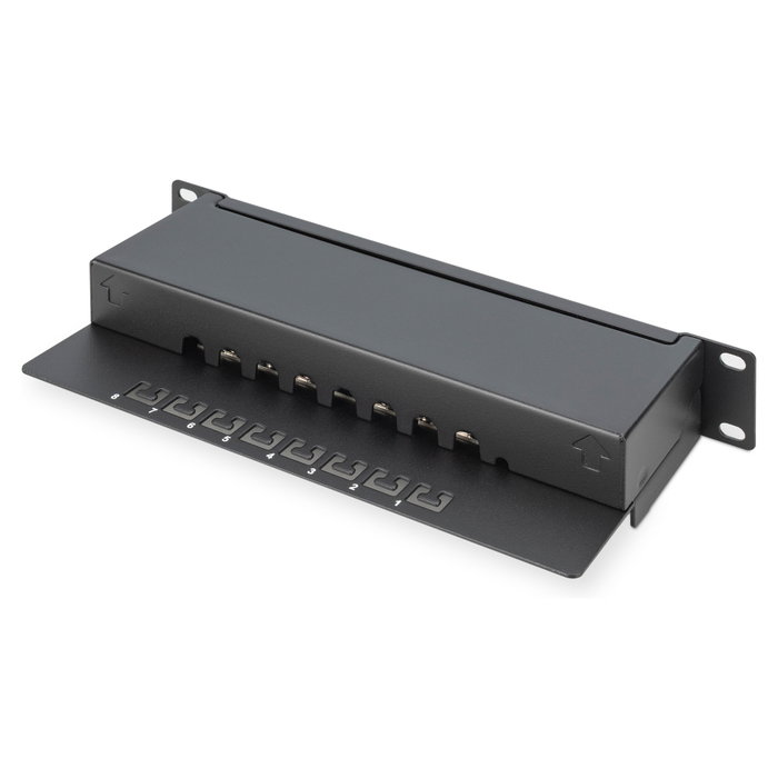 DIGITUS Panel de parcheo Cat 6 apantallado de 8 puertos RJ45 para rack de 10 pulgadas, negro DIGITUS Panel de parcheo Cat 6 apantallado de 8 puertos RJ45 para rack de 10 pulgadas, negro